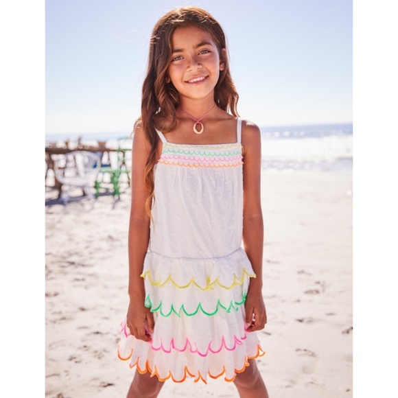 Mini Boden Other - Mini Boden Tiered Scallop Neon Dress NWT
